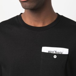 PALM ANGELS TRICOU NEGRU CU BANDĂ LOGO