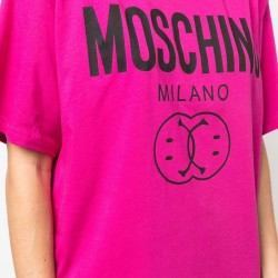 T-SHIRT MOSCHINO "SMILEY LOGO-PRINT" PINK