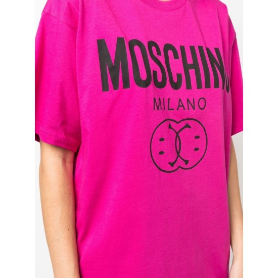 T-SHIRT MOSCHINO "SMILEY LOGO-PRINT" PINK