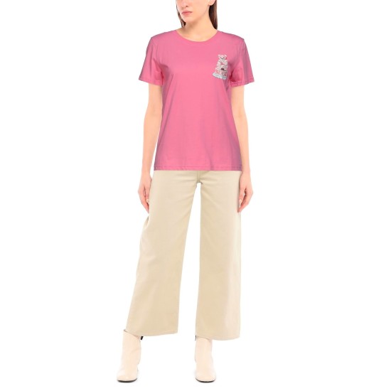 MOSCHINO- TRICOU ROZ CU DETALIU LOGO ICONIC