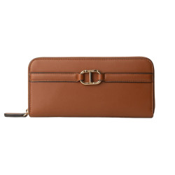 TWINSET PORTOFEL DAMĂ CAMEL CU LOGO AURIU