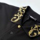VERSACE POLO COTTON PIQUET FABRIC + HOTFIX EBROIDERED COLAR BLACK/GOLD