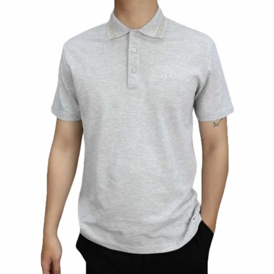 VERSACE POLO PIQUET COTTON 30/1 GREY