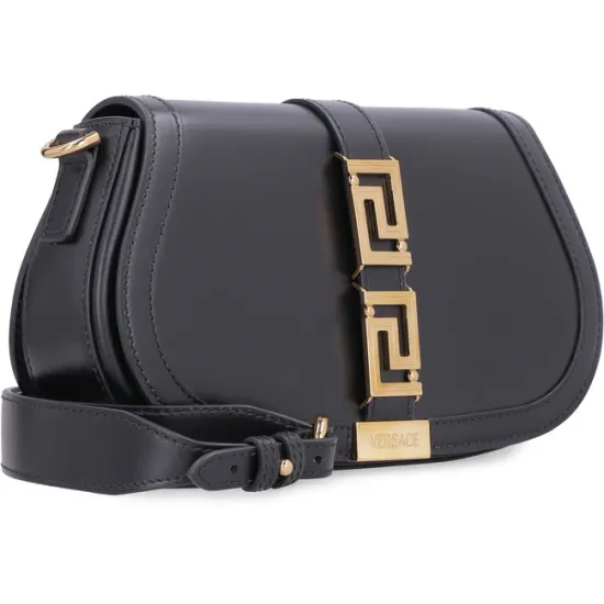 VERSACE GRECA GODDESS LEATHER CROSSBODY BAG BLACK