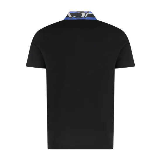 VERSACE POLO PIQUET FABRIC COLLAR BLACK