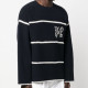 PALM ANGELS SWEATER IN WOOL BLEND – PULOVER NAVY CU MONOGRAMĂ BRODATĂ