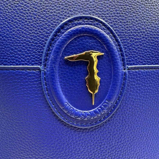 TRUSSARDI BLUE LEATHER BACKPACK – RUCSAC DIN PIELE NATURALĂ ALBASTRU ROYAL