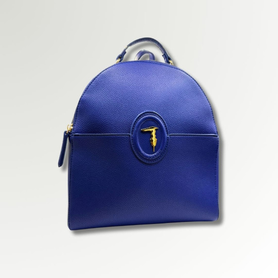 TRUSSARDI BLUE LEATHER BACKPACK – RUCSAC DIN PIELE NATURALĂ ALBASTRU ROYAL