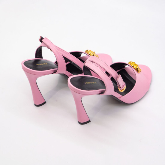 VERSACE CANDY ORO SANDALS DIN PIELE ROZ CU DETALII AURII 