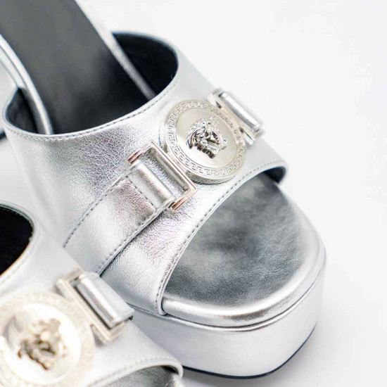 VERSACE H.120 RASO/STRASS/CALF LAMINATTO SANDAL