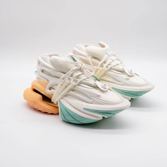SNEAKERS DAMĂ BALMAIN UNICORN - ALBI CU ACCENTE COLORATE