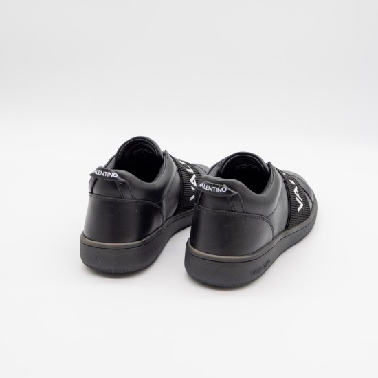 VALENTINO SLIP-ON SNEAKER DAMĂ - BLACK LEATHER AND BLACK ELASTIC BAND