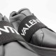VALENTINO SLIP-ON SNEAKER DAMĂ - BLACK LEATHER AND BLACK ELASTIC BAND