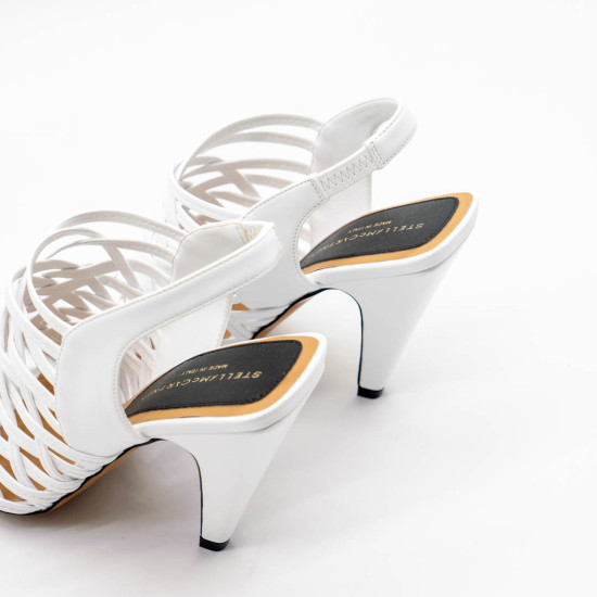 STELLA MCCARTNEY SPUR WOVEN SLINGBACKS-WHITE