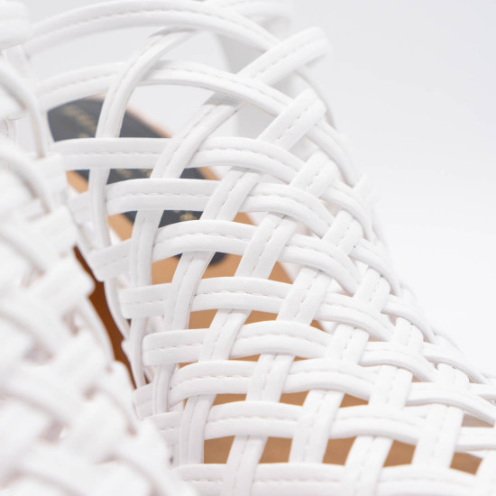STELLA MCCARTNEY SPUR WOVEN SLINGBACKS-WHITE