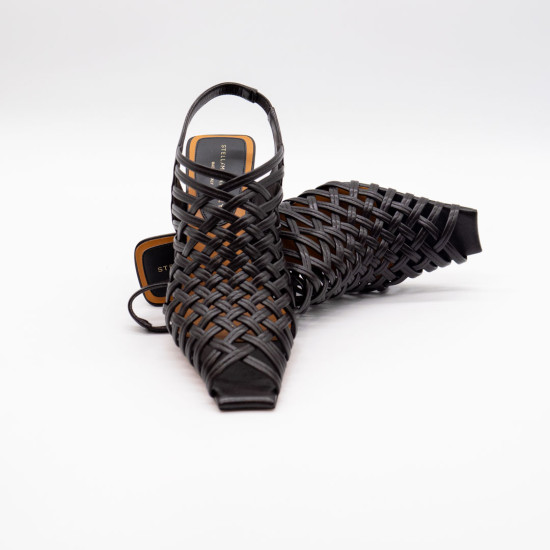 STELLA MCCARTNEY SPUR WOVEN SLINGBACKS-BLACK