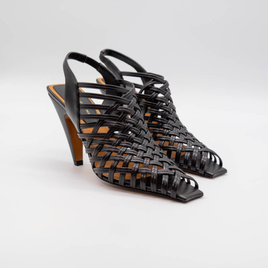 STELLA MCCARTNEY SPUR WOVEN SLINGBACKS-BLACK
