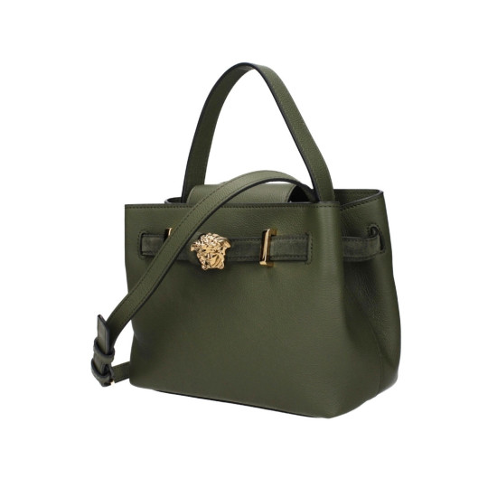 VERSACE SMALL TOTE PIELE ȘI SUEDE VERDE KAKI