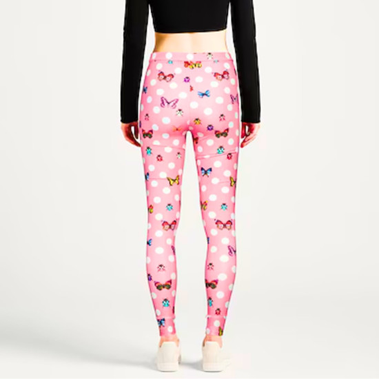 VERSACE X DUA LIPA LEGGINGS PINK CU FLUTURI ȘI BULINE