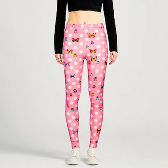 VERSACE X DUA LIPA LEGGINGS PINK CU FLUTURI ȘI BULINE